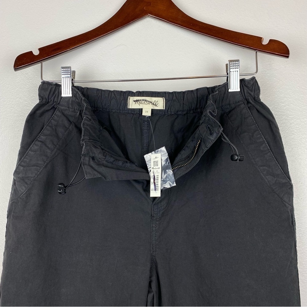 Madewell Cargo Parachute Pants Garment-Dyed Poplin Drawstring Black Size 24 NWT - Picture 8 of 11